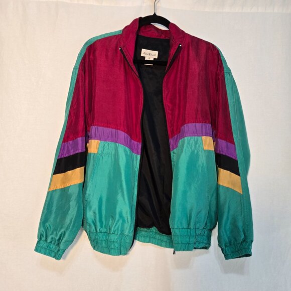 Vintage SARA ROBERTS 90's Y2K Blockecore Multicolor Bomber Jacket UNISEX Size M. - Picture 4 of 17